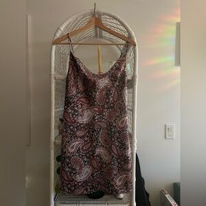 Satin Sunday Best straight cut mini dress in Paisley - Size S